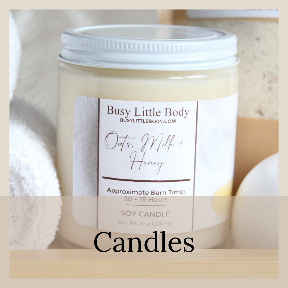 Soft white oat milk and honey scented candle.