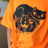 Black Cat Pumpkin Halloween T-Shirt: Jack o Lantern